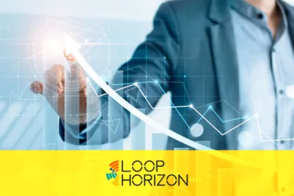 Man in a suit tracing line over graph chart with hand