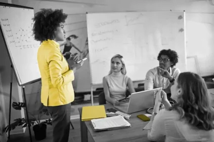 Woman conducting a meeting