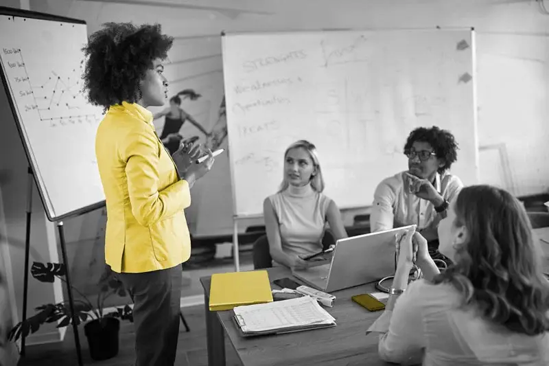 Woman conducting a meeting