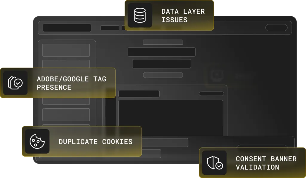 mock screenshot of the observepoint app calling out analytics issues