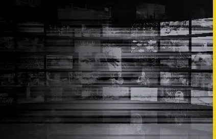 Black and white image of television screens