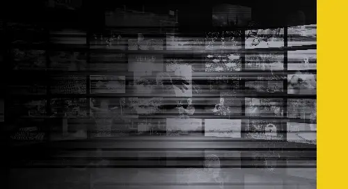 Black and white image of television screens