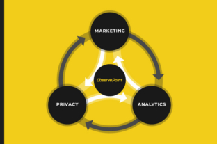 Circular diagram of different departments with ObservePoint connecting them in the middle.