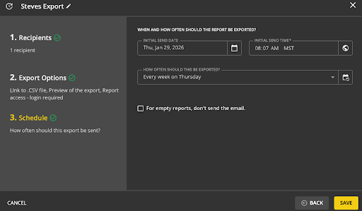 Screenshot from Scheduled Report Updates
