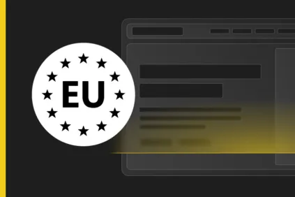 Laptop abstract background with EU seal