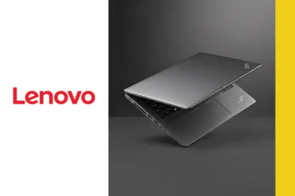 Lenovo case study with image of a laptop opening